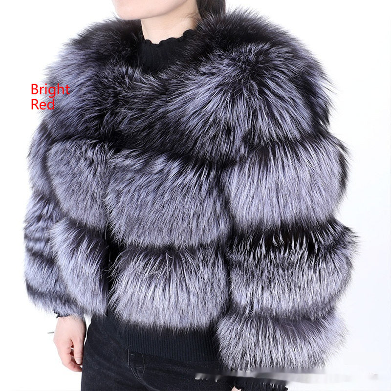 Warm Short Raccoon Fur Women's Clothing Leather Fur Coat