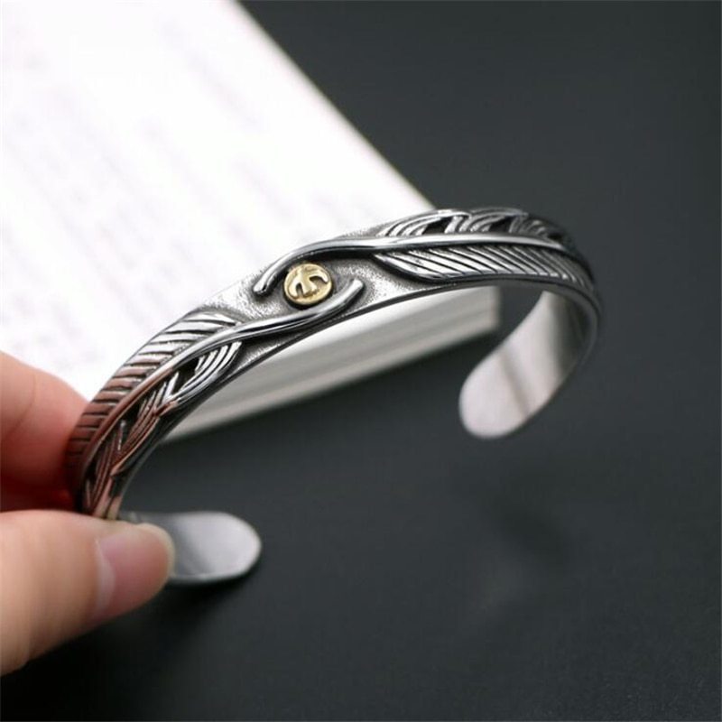 Titanium steel man feather bracelet