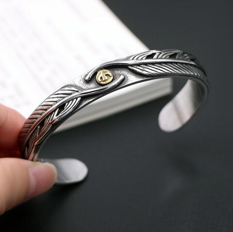 Titanium steel man feather bracelet