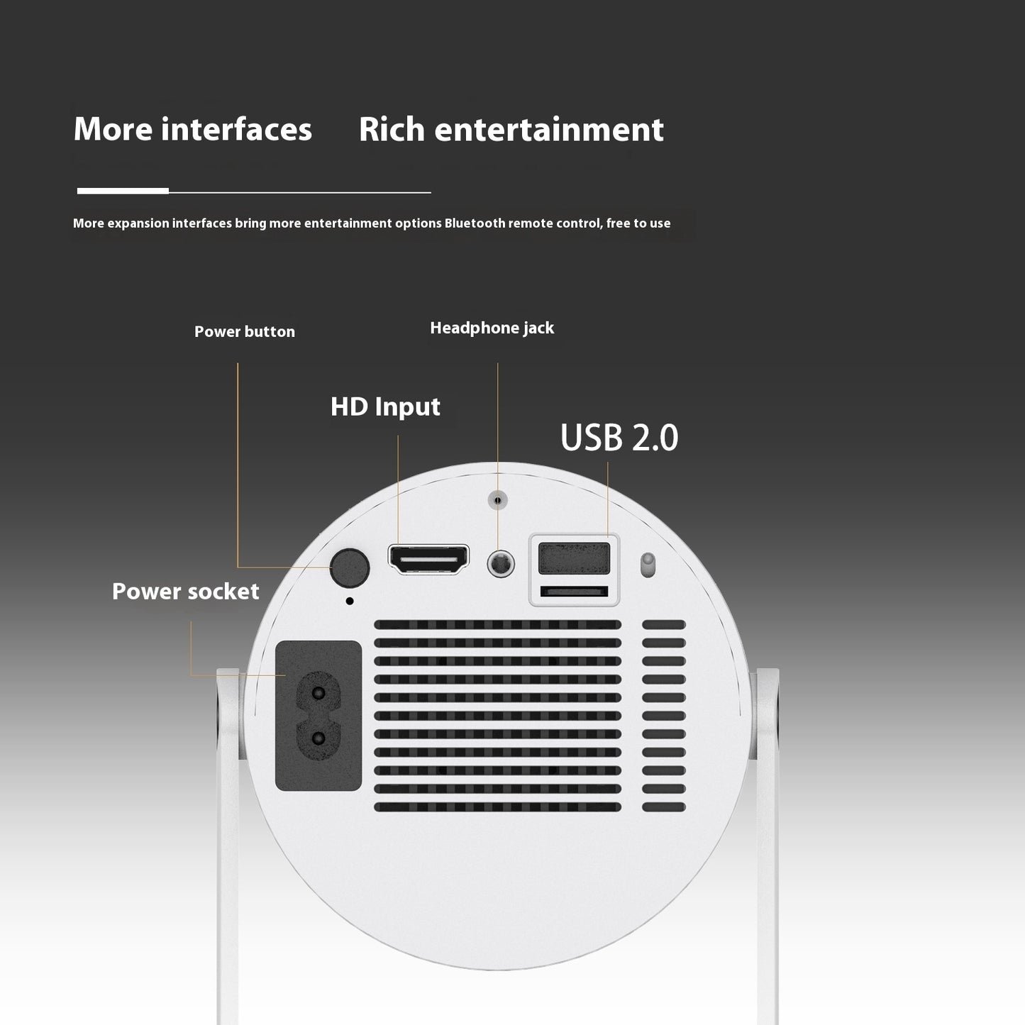 Small Straight Projector For Home Use 180 Degrees Projection Angle