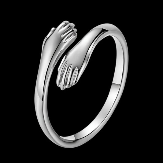 Alloy Simple Hands Hug Ring Opening Adjustable Jewelry