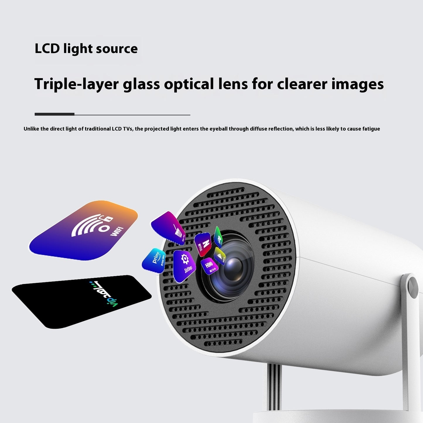 Small Straight Projector For Home Use 180 Degrees Projection Angle