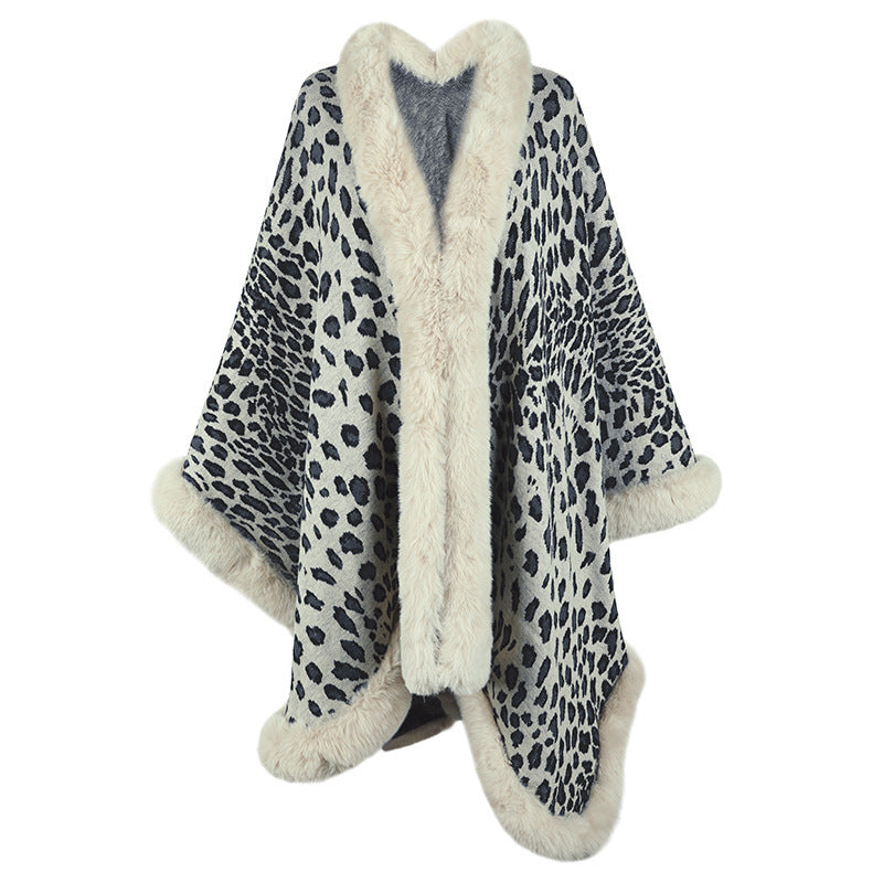 Autumn And Winter Fur Collar Cape Cardigan