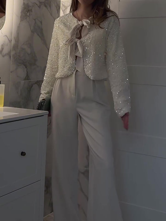 White Sequined Cardigan