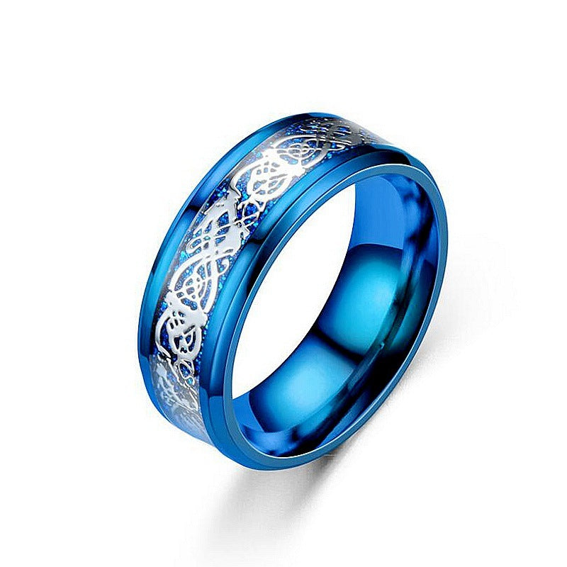 Dragon Pattern Rings Men Stainless Steel Ring Jewelry