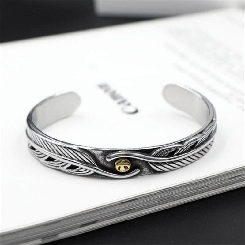 Titanium steel man feather bracelet