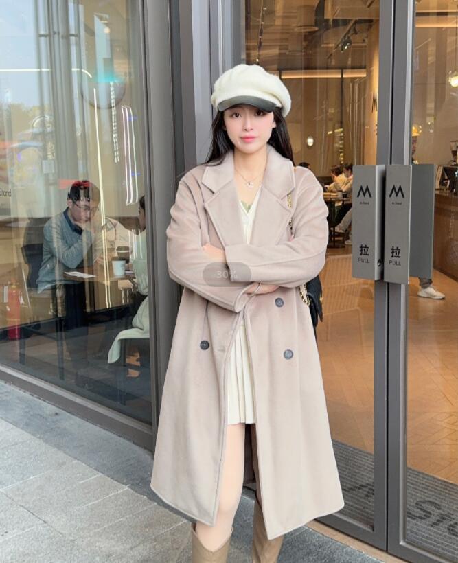 Elegant Double Woolen Overcoat Coat Women