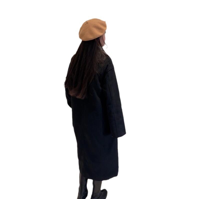 Elegant Double Woolen Overcoat Coat Women