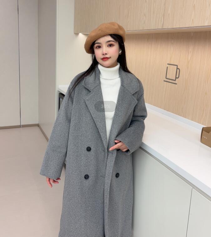 Elegant Double Woolen Overcoat Coat Women