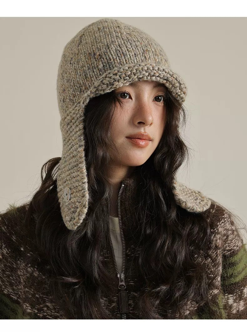 Woven Knitted Earmuffs Hat