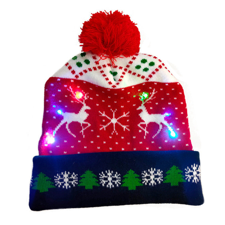 LED Christmas Hat Sweater Knitted Beanie Christmas Light Up Knitted Hat Christmas Gift  Kids Xmas New Year Decorations