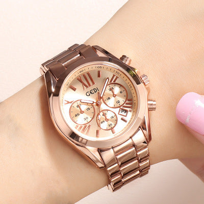 Luxury rose gold women casual watch