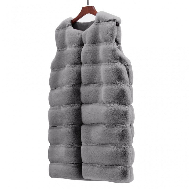 Fur Long Vest Cotton-padded Coat