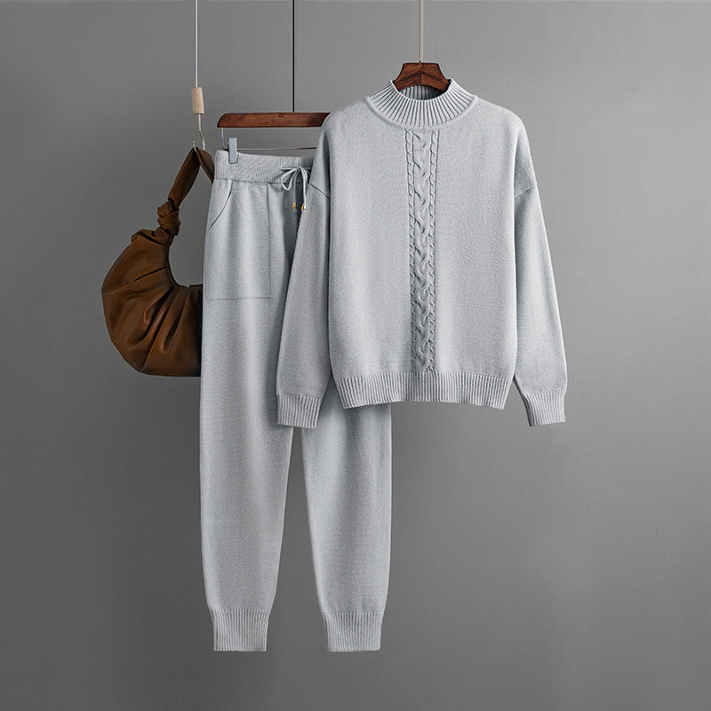 Half Turtleneck Twist Knitting Suit Casual Sweater