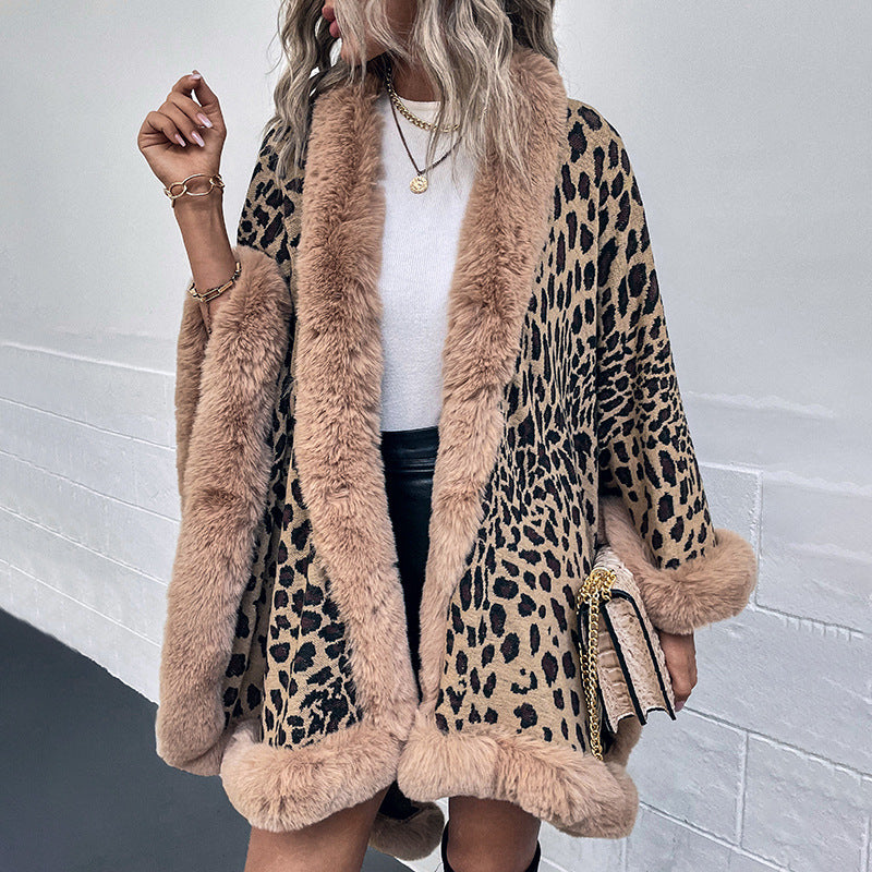 Autumn And Winter Fur Collar Cape Cardigan