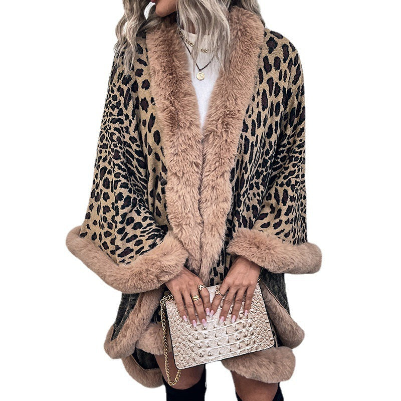 Autumn And Winter Fur Collar Cape Cardigan