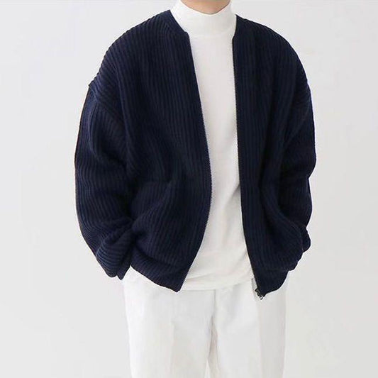 Men Zip Up Knitted Cardigan