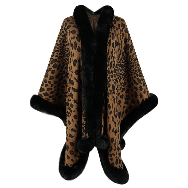 Autumn And Winter Fur Collar Cape Cardigan