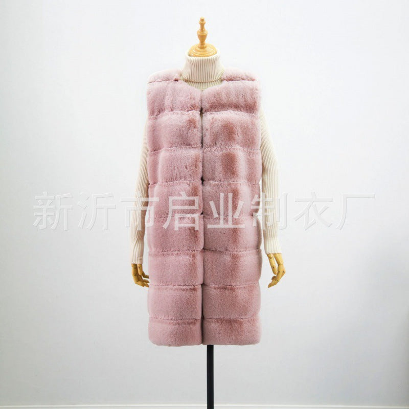 Fur Long Vest Cotton-padded Coat