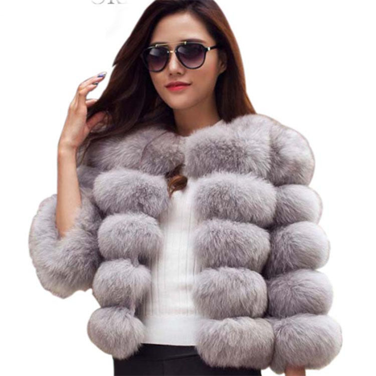 Fur Coat Women's Fox Fur Cropped Slim Fit