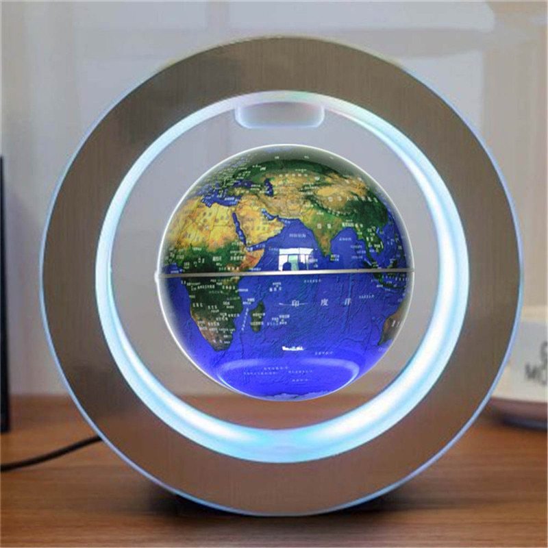 Round LED World Map Floating