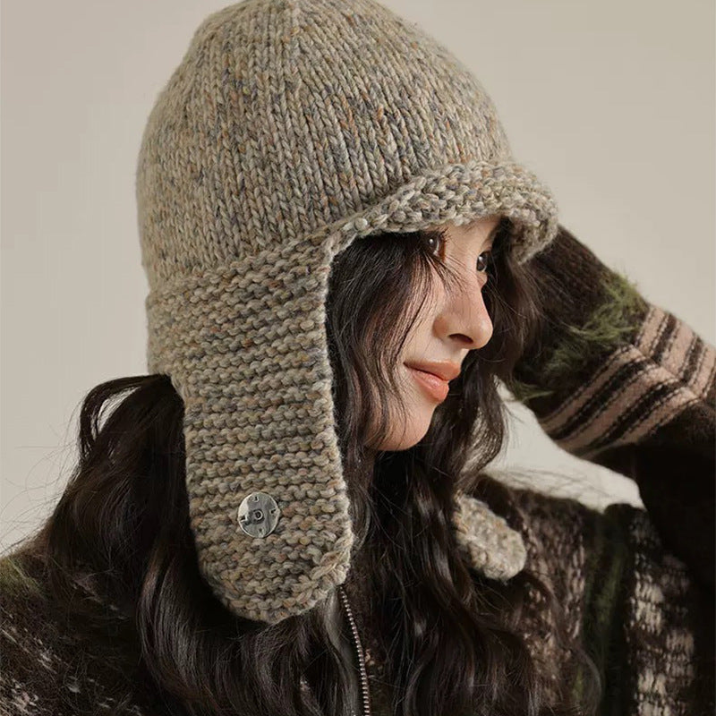 Woven Knitted Earmuffs Hat