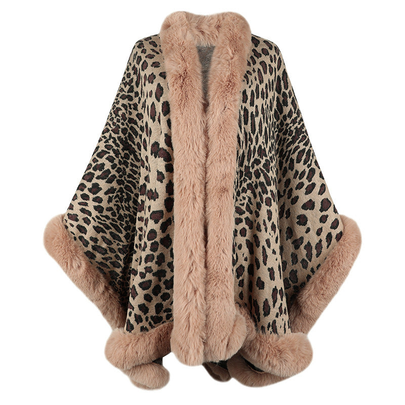 Autumn And Winter Fur Collar Cape Cardigan