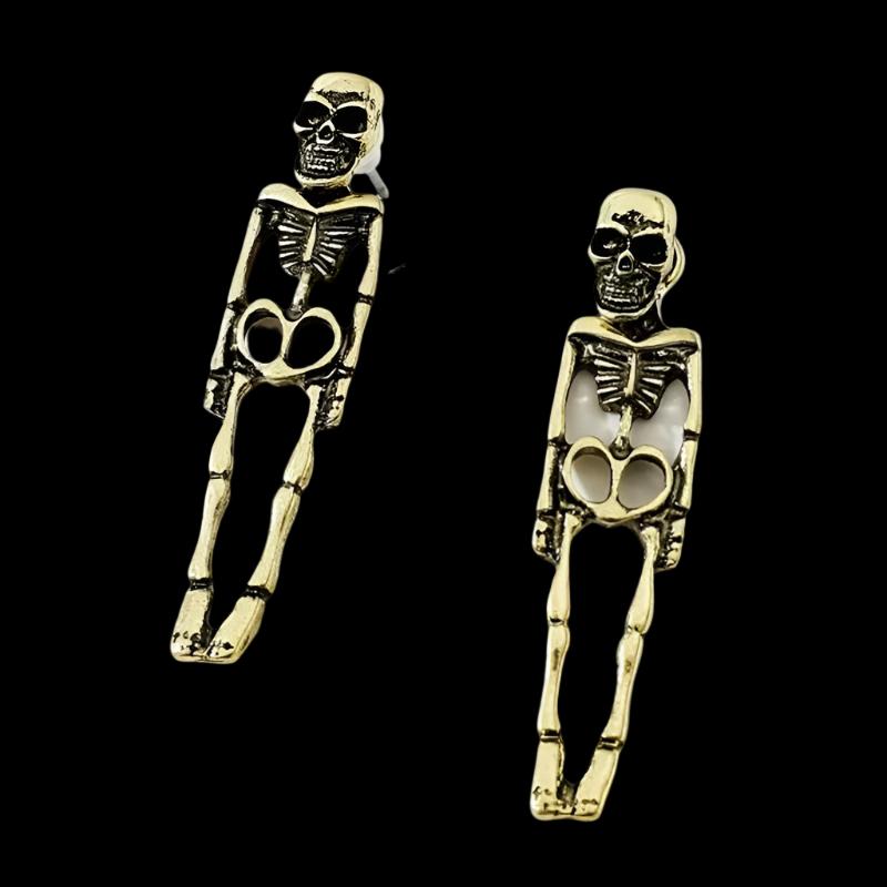 Halloween Earrings Skull Simulation Human Skeleton Detachable Stud Earrings