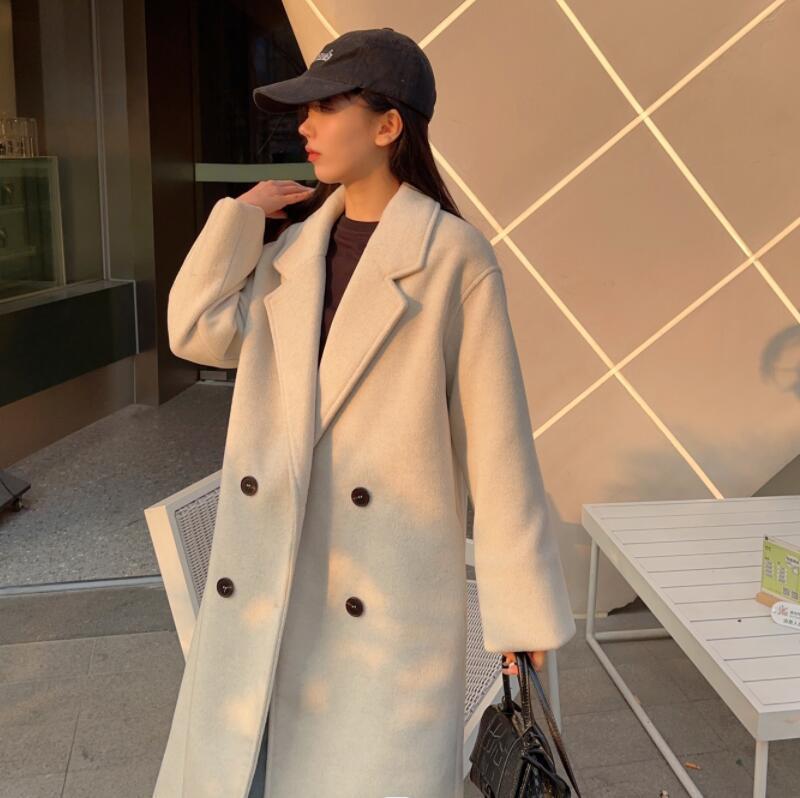 Elegant Double Woolen Overcoat Coat Women