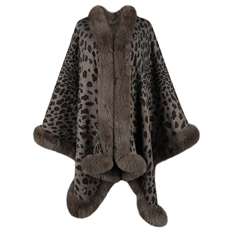 Autumn And Winter Fur Collar Cape Cardigan